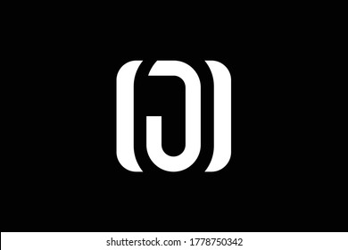 Minimal elegant monogram art logo. Outstanding professional trendy awesome artistic MJ JM WJ JW initial based Alphabet icon logo. Premium Business logo. White color on black background