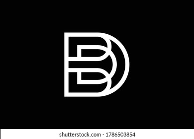 Minimal elegant monogram art logo. Outstanding professional trendy awesome artistic BD DB initial based Alphabet icon logo. Premium Business logo. White color on black background