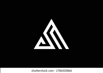 Minimal elegant monogram art logo. Outstanding professional trendy awesome artistic SM MS initial based Alphabet icon logo. Premium Business logo. White color on black background