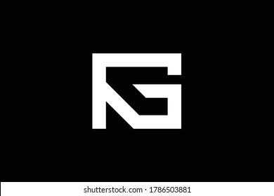 Minimal elegant monogram art logo. Outstanding professional trendy awesome artistic RG GR initial based Alphabet icon logo. Premium Business logo. White color on black background
