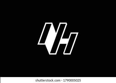 Minimal elegant monogram art logo. Outstanding professional trendy awesome artistic NH HN initial based Alphabet icon logo. Premium Business logo. White color on black background