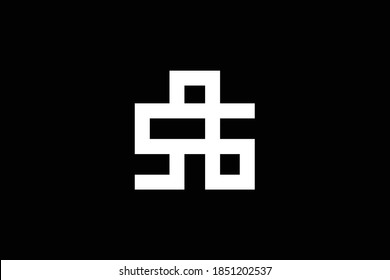 Mínimo y elegante logotipo de arte en monograma. Excelente profesional de moda impresionante artística AS SA inicial del logotipo del icono del alfabeto. Logo de Premium Business. Color blanco sobre fondo negro