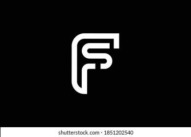 Mínimo y elegante logotipo de arte en monograma. Excelente profesional de moda impresionante artística SF Basado en el logotipo del icono Alphabet. Logo de Premium Business. Color blanco sobre fondo negro