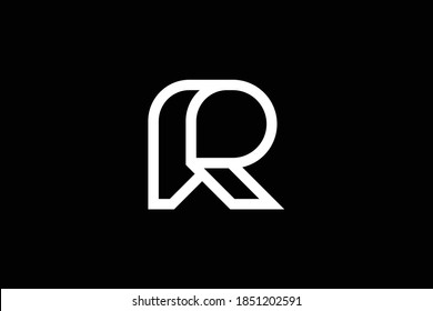 Minimal elegant monogram art logo. Outstanding professional trendy awesome artistic RP PR initial based Alphabet icon logo. Premium Business logo. White color on black background