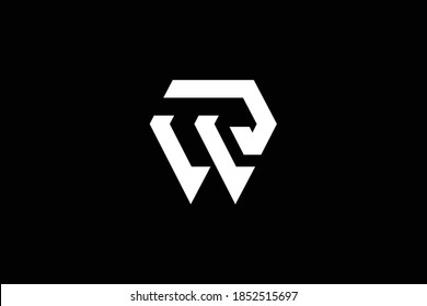 Minimal elegant monogram art logo. Outstanding professional trendy awesome artistic WP PW initial based Alphabet icon logo. Premium Business logo. White color on black background