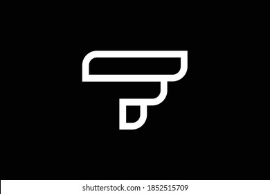 Mínimo y elegante logotipo de arte en monograma. Excelente profesional de moda impresionante artística TF inicial del logotipo del icono del Alfabeto basado en el FT. Logo de Premium Business. Color blanco sobre fondo negro