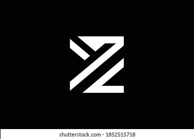 Minimal elegant monogram art logo. Outstanding professional trendy awesome artistic ZY YZ initial based Alphabet icon logo. Premium Business logo. White color on black background