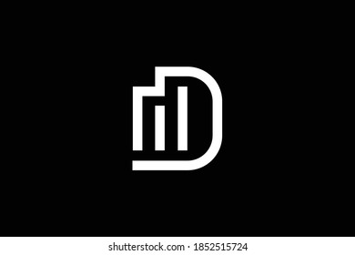 Minimal elegant monogram art logo. Outstanding professional trendy awesome artistic DM MD initial based Alphabet icon logo. Premium Business logo. White color on black background