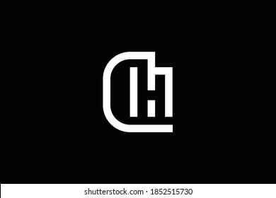 Minimal elegant monogram art logo. Outstanding professional trendy awesome artistic CH HC initial based Alphabet icon logo. Premium Business logo. White color on black background