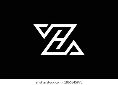 Mínimo y elegante logotipo de arte en monograma. Destacado profesional de moda impresionante arte de ZH HZ con el logotipo del icono del Alfabeto basado en la base inicial. Logo de Premium Business. Color blanco sobre fondo negro