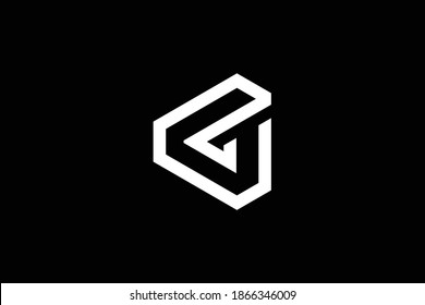 Mínimo y elegante logotipo de arte en monograma. Excelente profesional de moda genial artístico G GG inicial basado en el logotipo del icono del Alfabeto. Logo de Premium Business. Color blanco sobre fondo negro