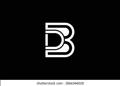 Minimal elegant monogram art logo. Outstanding professional trendy awesome artistic DB BD initial based Alphabet icon logo. Premium Business logo. White color on black background