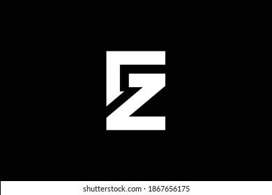 Minimal elegant monogram art logo. Outstanding professional trendy awesome artistic EZ ZE initial based Alphabet icon logo. Premium Business logo. White color on black background