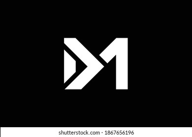 Minimal elegantes Monogram-Logo. Hervorragendes professionelles Design-Logo mit fantastischem künstlerischem DM MD-Logo. Premium Business Logo. Weiße Farbe auf schwarzem Hintergrund