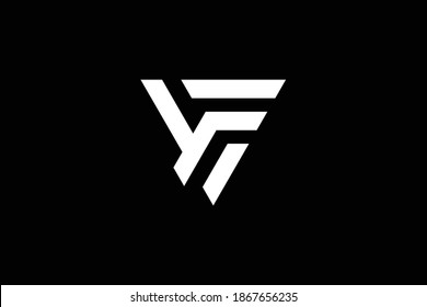 Minimal elegant monogram art logo. Outstanding professional trendy awesome artistic VF FV initial based Alphabet icon logo. Premium Business logo. White color on black background