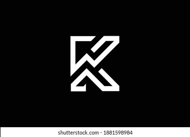 Minimal elegant monogram art logo. Outstanding professional trendy awesome artistic WK KW initial based Alphabet icon logo. Premium Business logo. White color on black background