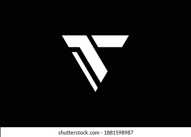 Minimal elegant monogram art logo. Outstanding professional trendy awesome artistic TV VT initial based Alphabet icon logo. Premium Business logo. White color on black background
