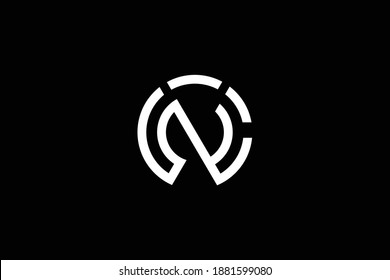 Minimal elegant monogram art logo. Outstanding professional trendy awesome artistic CN NC initial based Alphabet icon logo. Premium Business logo. White color on black background