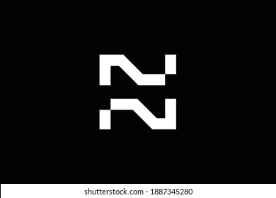 Minimal elegant monogram art logo. Outstanding professional trendy awesome artistic N NN initial based Alphabet icon logo. Premium Business logo. White color on black background
