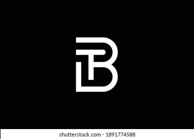 Minimal elegant monogram art logo. Outstanding professional trendy awesome artistic BT TB initial based Alphabet icon logo. Premium Business logo. White color on black background.