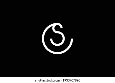 Minimal elegant monogram art logo. Outstanding professional trendy awesome artistic CS SC initial based Alphabet icon logo. Premium Business logo. White color on black background