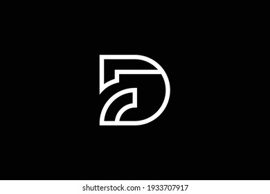 Minimal elegant monogram art logo. Outstanding professional trendy awesome artistic FD DF initial based Alphabet icon logo. Premium Business logo. White color on black background