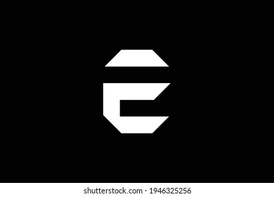 Minimal elegant monogram art logo. Outstanding professional trendy awesome artistic CE EC initial based Alphabet icon logo. Premium Business logo. White color on black background