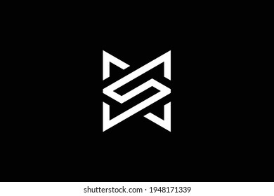 Mínimo y elegante logotipo de arte en monograma. Magnífico logotipo de icono del Alphabet basado inicialmente en el XS SX. Logo de Premium Business. Color blanco sobre fondo negro
