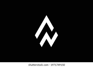 Minimal elegant monogram art logo. Outstanding professional trendy awesome artistic AN NA initial based Alphabet icon logo. Premium Business logo. White color on black background.