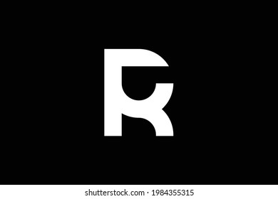 Minimal elegant monogram art logo. Outstanding professional trendy awesome artistic FR RF initial based Alphabet icon logo. Premium Business logo. White color on black background.