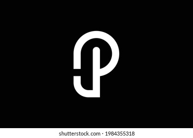 Minimal elegant monogram art logo. Outstanding professional trendy awesome artistic PJ JP initial based Alphabet icon logo. Premium Business logo. White color on black background.