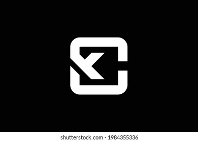 Minimal elegant monogram art logo. Outstanding professional trendy awesome artistic CK KC initial based Alphabet icon logo. Premium Business logo. White color on black background.