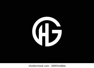 Minimal elegant monogram art logo. Outstanding professional trendy awesome artistic GH HG initial based Alphabet icon logo. Premium Business logo. White color on black background