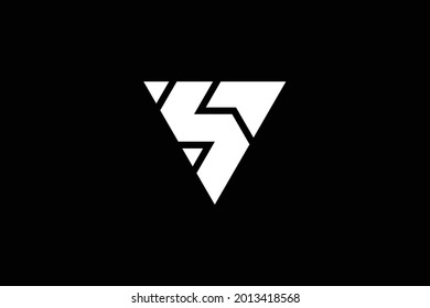 Mínimo y elegante logotipo de arte en monograma. Destacado profesional de moda impresionante artística SV VS el logotipo del icono del Alfabeto basado inicialmente. Logo de Premium Business. Color blanco sobre fondo negro.
