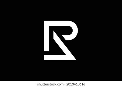 Minimal elegant monogram art logo. Outstanding professional trendy awesome artistic PR RP initial based Alphabet icon logo. Premium Business logo. White color on black background.