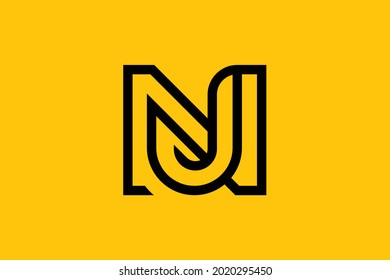 Mínimo y elegante logotipo de arte en monograma. Destacado profesional de moda impresionante artístico JN NJ con el logotipo del icono del Alfabeto basado en la base inicial. Logo de Premium Business.