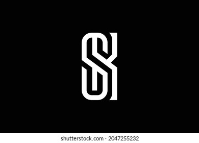 Minimal elegant monogram art logo. Outstanding professional trendy awesome artistic SK KS initial based Alphabet icon logo. Premium Business logo. White color on black background.