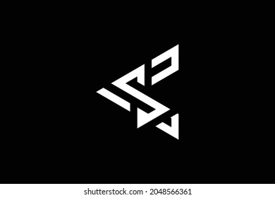 Mínimo y elegante logotipo de arte en monograma. Excelente profesional de moda impresionante artística SC CS inicial del logotipo del icono del Alfabeto. Logo de Premium Business. Color blanco sobre fondo negro.