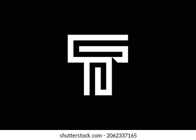 Minimal elegant monogram art logo. Outstanding professional trendy awesome artistic TP PT initial based Alphabet icon logo. Premium Business logo. White color on black background.