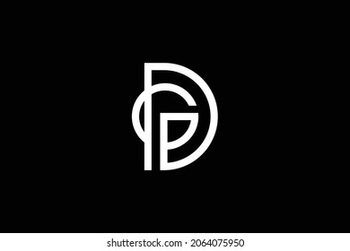 Minimal elegant monogram art logo. Outstanding professional trendy awesome artistic DG GD initial based Alphabet icon logo. Premium Business logo. White color on black background.