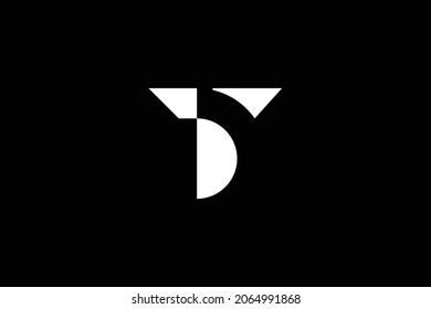 Mínimo y elegante logotipo de arte en monograma. Excelente profesional de moda genial artístico TD DT logotipo inicial de icono Alphabet. Logo de Premium Business. Color blanco sobre fondo negro.