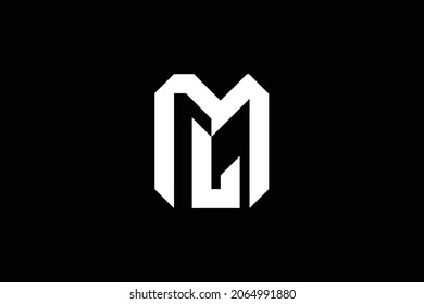 Minimal elegant monogram art logo. Outstanding professional trendy awesome artistic ML LM initial based Alphabet icon logo. Premium Business logo. White color on black background.