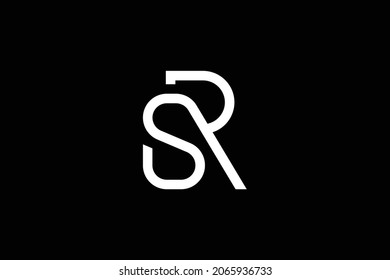 Minimal elegantes Monogram-Logo. Hervorragende professionelle trendige und beeindruckende künstlerische SR RS Original Alphabet Icon Logo. Premium Business Logo. Weiße Farbe auf schwarzem Hintergrund.