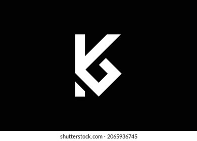 Minimal elegant monogram art logo. Outstanding professional trendy awesome artistic GK KG initial based Alphabet icon logo. Premium Business logo. White color on black background.