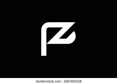 Minimal elegant monogram art logo. Outstanding professional trendy awesome artistic PZ ZP initial based Alphabet icon logo. Premium Business logo. White color on black background.