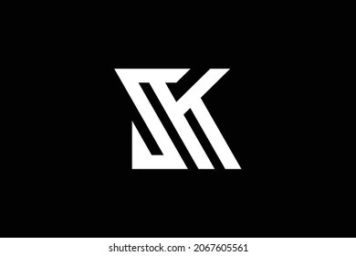 Minimal elegant monogram art logo. Outstanding professional trendy awesome artistic SK KS initial based Alphabet icon logo. Premium Business logo. White color on black background.