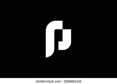 Minimal elegant monogram art logo. Outstanding professional trendy awesome artistic PJ JP initial based Alphabet icon logo. Premium Business logo. White color on black background.
