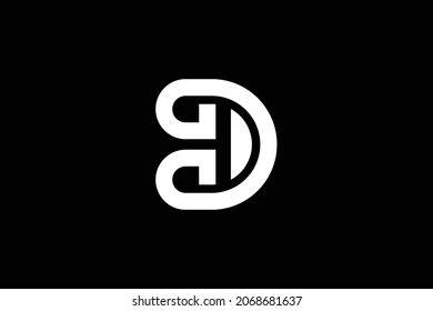 Minimal elegant monogram art logo. Outstanding professional trendy awesome artistic DH HD initial based Alphabet icon logo. Premium Business logo. White color on black background.
