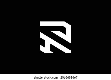 Mínimo y elegante logotipo de arte en monograma. Excelente profesional de moda impresionante arte RH RH logotipo de icono de Alphabet basado en el principio. Logo de Premium Business. Color blanco sobre fondo negro.