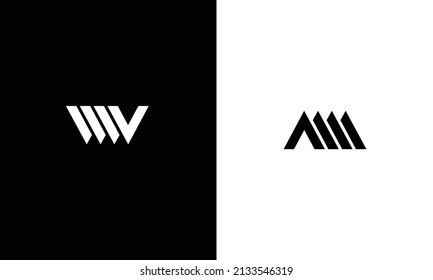 Minimal elegant monogram art logo. Outstanding professional trendy awesome artistic AM MA WV VW initial based Alphabet icon logo.